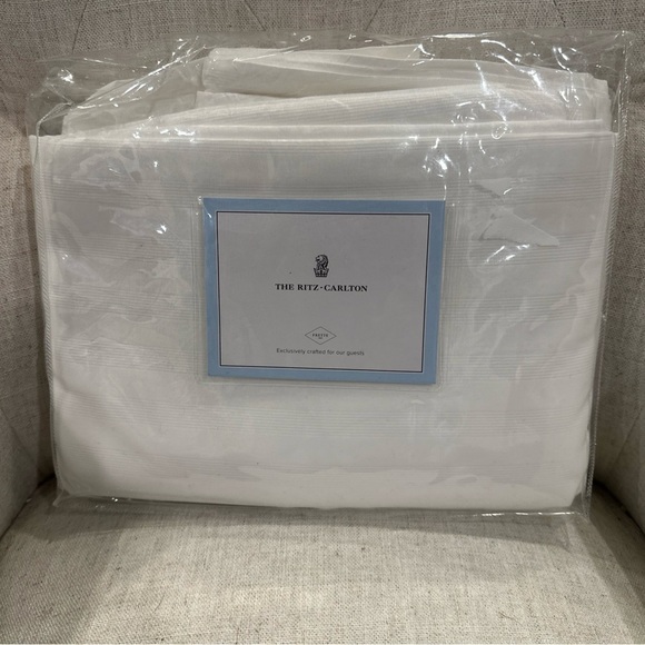 Frette Other - NEW Frette for The Ritz Carlton White Tuxedo Stripe Queen Flat Sheet Luxury 400